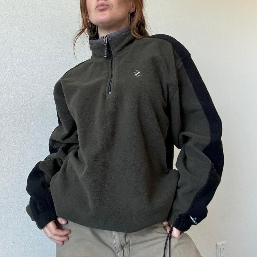 Izod vintage gorpcore oversized olive green fleece